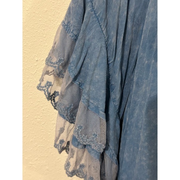 Umgee Blue Ruffle Sleeve Top Size Small - Picture 5 of 5